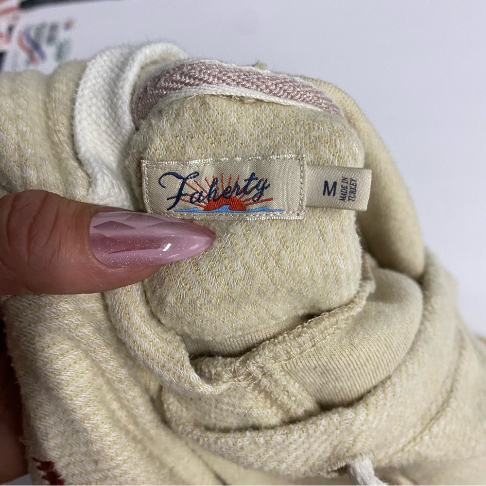 Faherty Embellished Legend Hoodie Oatmeal Multi Color, Women’s US Medium - Picture 5 of 8